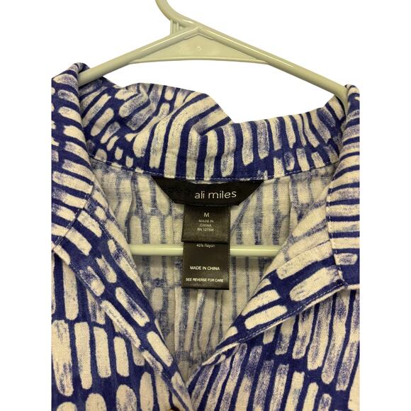 Ali Miles Linen Blend Printed Button Front Tunic Size Medium - Picture 5 of 7
